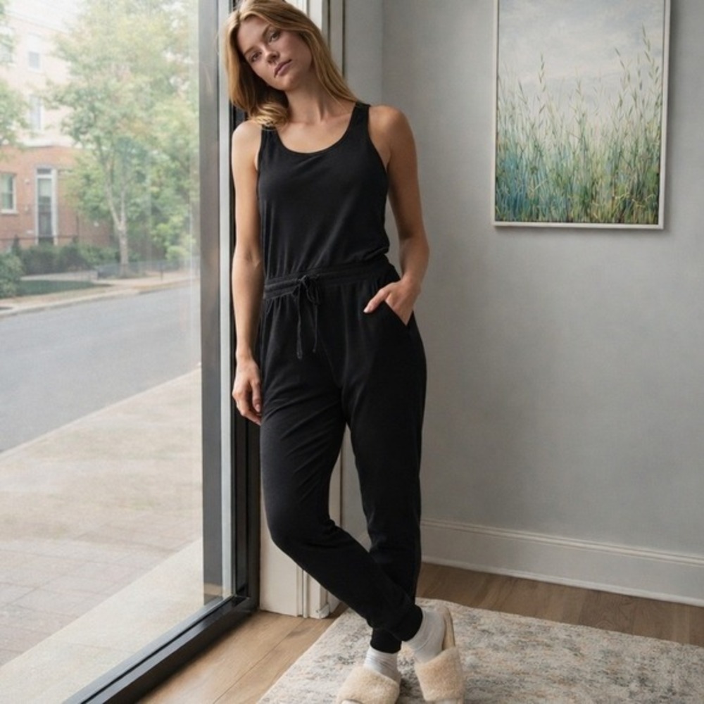 Aerie Womens Velvet Sleeveless Jumpsuit Minimalist Cool Girl Lounge Cozy Size L